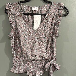 Sienna Sky White & Pink Floral Top BLOUSE~ Medium